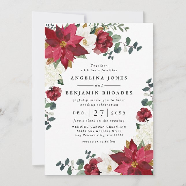 Invitación Boda de los Navidades rusos de invierno rojos de P (Anverso)