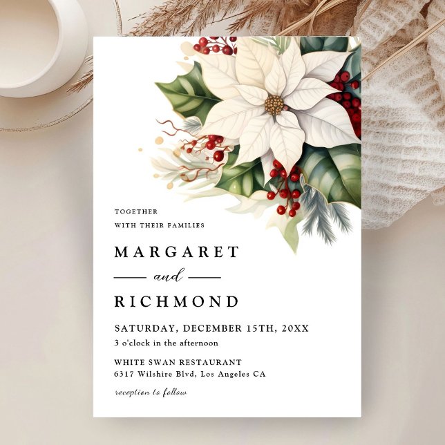 Invitación Boda de los Navidades White Poinsettia y Red Berri (Subido por el creador)