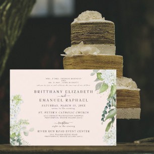 Invitación Boda de los padres de ambos Elegante Hortensia Bla