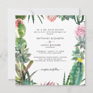 Invitación Boda de los padres de la novia cactus cuadrado