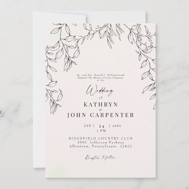 Invitación Boda de los padres de la novia de follaje hecho a  (Anverso)