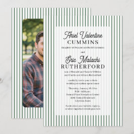Invitación Boda de los padres del novio con raya verde rústic
