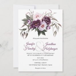Invitación Boda de los peoneses rosados de ciruela morada