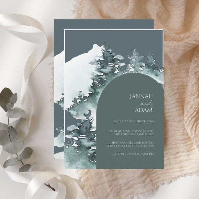 Invitación Boda de los Pinos Verdes de la Selva Acuarela (Subido por el creador)