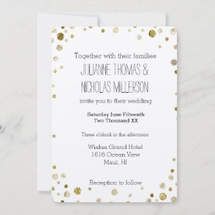 Invitación Boda de los puntos de confetti de oro Glam Bokeh