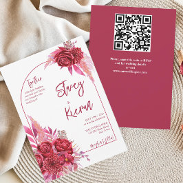 Invitación Boda de los rosas de Crimson de Magenta Burgundy