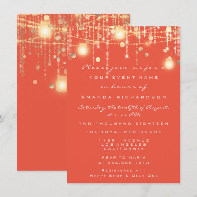 Invitación Boda de los Rosas de Jar Coral (Anverso / Reverso)