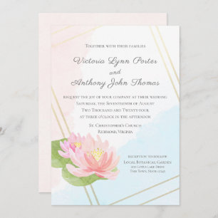 Invitación Boda de Lotus Watercolor Lake