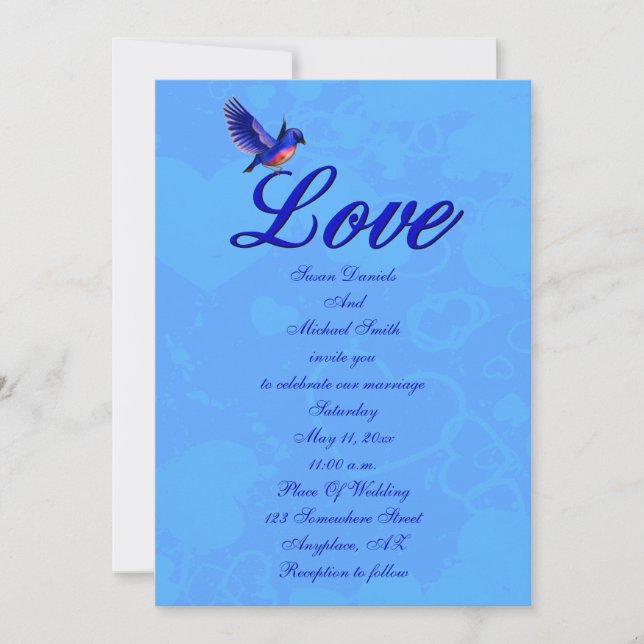 Invitación Boda de Love Elegant Bluebird (Anverso)