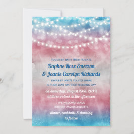 Invitación Boda de luces de cadena de señal Ombre de marca tr