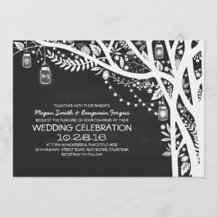 Invitación Boda de luces de cuerda de árbol de cartones de ca