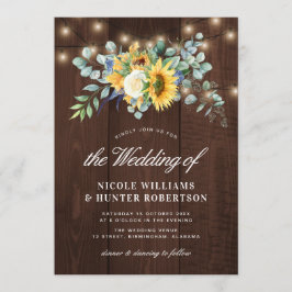 Invitación Boda de luces de cuerda de eucalipto de girasol ru