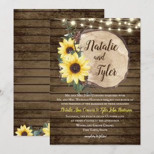 Invitación Boda de luces de cuerda rústicas de madera de gira