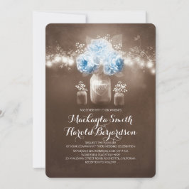 Invitación boda de luces de cuerdas rústicas en frasco de mas