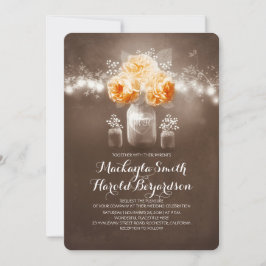 Invitación boda de luces de cuerdas rústicas en frasco de mas