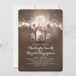 Invitación boda de luces de cuerdas rústicas en frasco de mas