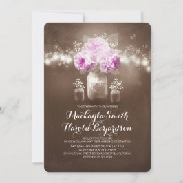 Invitación boda de luces de cuerdas rústicas en frasco de mas