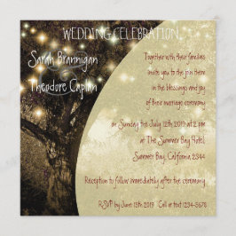 Invitación boda de luces nocturnas de roble vintage