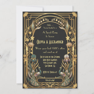 Invitación Boda de lujo Art Deco Speakeasy Fiesta