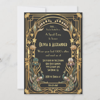 Invitación Boda de lujo Art Deco Speakeasy Fiesta