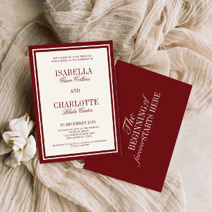 Invitación Boda de lujo atemporal burgundy de dinero antiguo