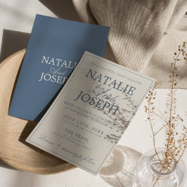 Invitación Boda de lujo azul y blanco dinero antiguo
