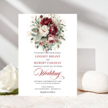 Boda de Lujo Boho Burgundy Blanco Floral Dorado