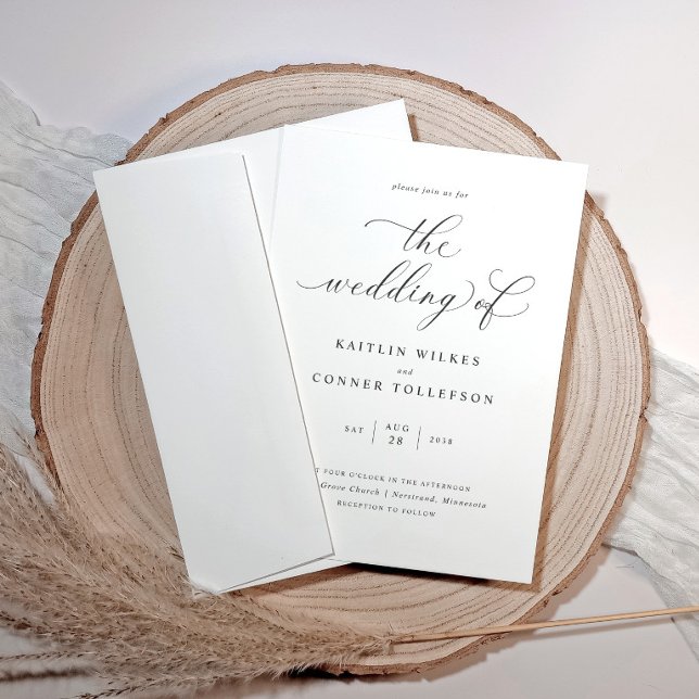 Invitación Boda de lujo con caligrafía romántica (Elegant romantic modern wedding invitations with calligraphy script.)