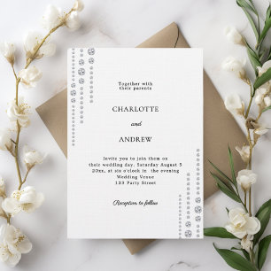 Invitación Boda de lujo con diamantes blancos y negros