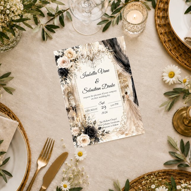 Invitación Boda de lujo con elegancia de corbata negra (Subido por el creador)