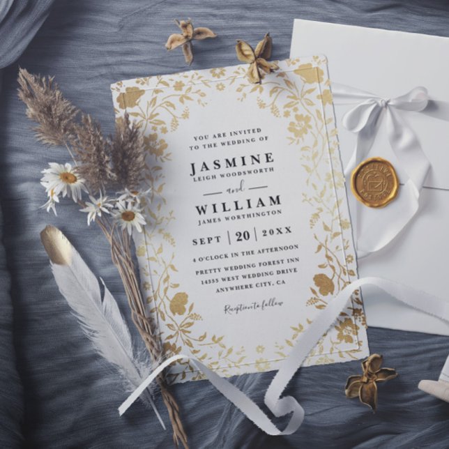 Invitación Boda de lujo con flores silvestres elegantes moder (Subido por el creador)