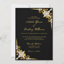 Invitación Boda de lujo con joyas de oro negro
