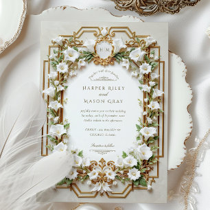 Invitación Boda de Lujo con Lirio de Calla y Oro Falso
