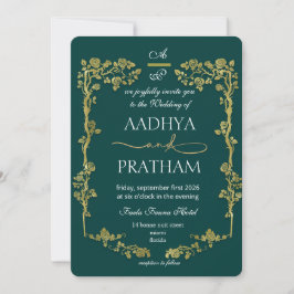 Invitación Boda de lujo con marco floral de oro
