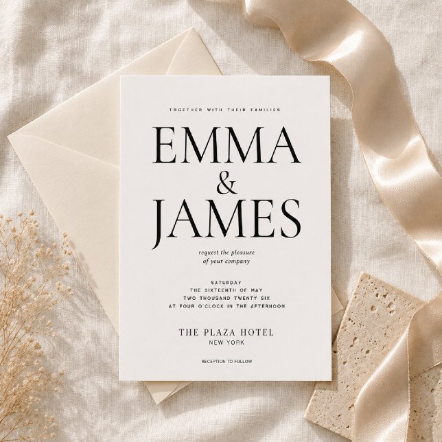 Invitación Boda de lujo con tipografía vertical editable (Luxury wedding stationery inspired by timeless editorial elegance.)