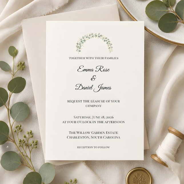 Invitación Boda de Lujo con Verdor de Eucalipto (Eucalyptus wedding themed invitation card)