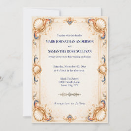 Invitación Boda de Lujo Costera con Conchas Antiguas