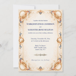 Invitación Boda de Lujo Costera con Conchas Antiguas