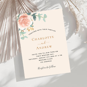 Invitación Boda de lujo de color rosa beige