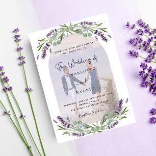 Invitación Boda de lujo de flores violeta de arco de lavanda