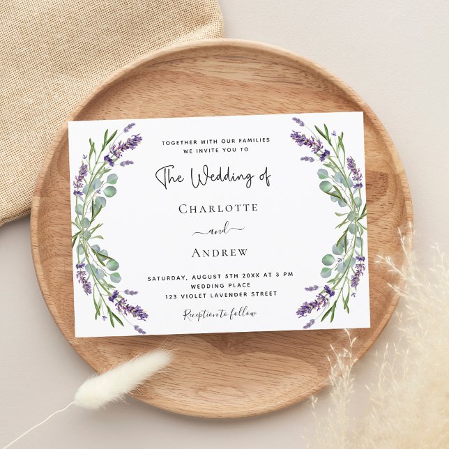 Invitación Boda de lujo de flores violeta de lavanda (Subido por el creador)