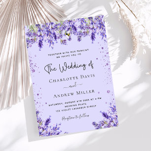 Invitación Boda de lujo de flores violetas de lavanda