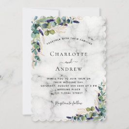 Invitación Boda de lujo de mármol eucalipto verde