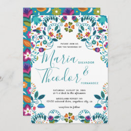 Invitación Boda de lujo de patrón floral de estilo mexicano