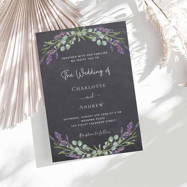 Invitación Boda de lujo de pizarra de lavanda (Subido por el creador)