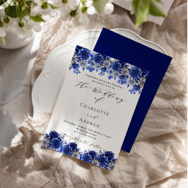 Invitación Boda de lujo del guión de guiones de florines azul