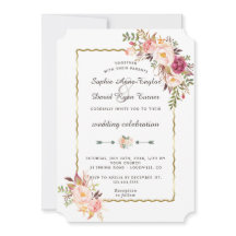 Boda de lujo dorado Rubor rosa floral borgoña