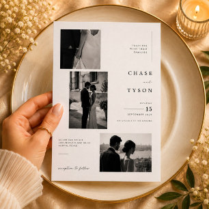 Invitación Boda de lujo editorial con collage de fotos