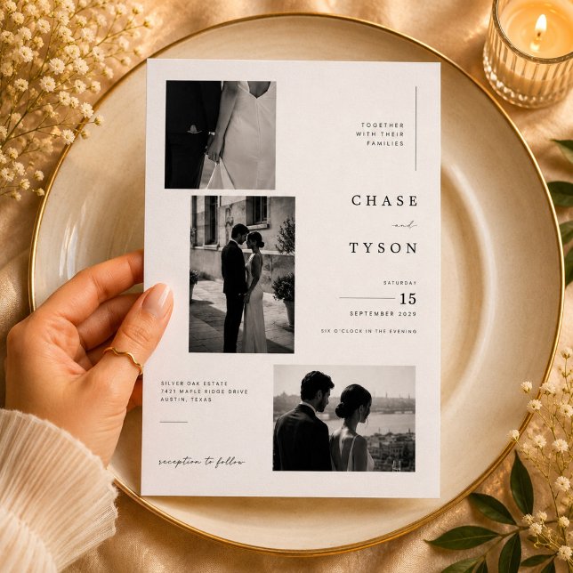Invitación Boda de lujo editorial con collage de fotos (Subido por el creador)