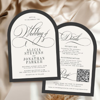 Invitación Boda de lujo elegante caligrafía arco